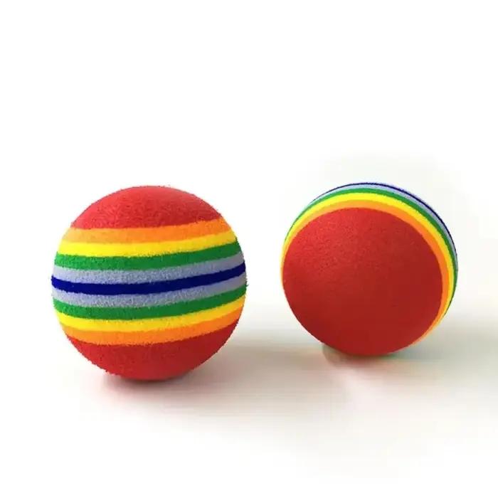 Jouet de dentition coule ChFukToy pour animaux de compagnie, boule à rayures arc-en-ciel, jouets mol