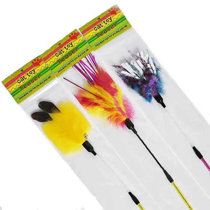 Jouet en Spirale avec Plumes Colorées pour Chat, Bâton Durable pour Animaux de Compagnie, Baguette d