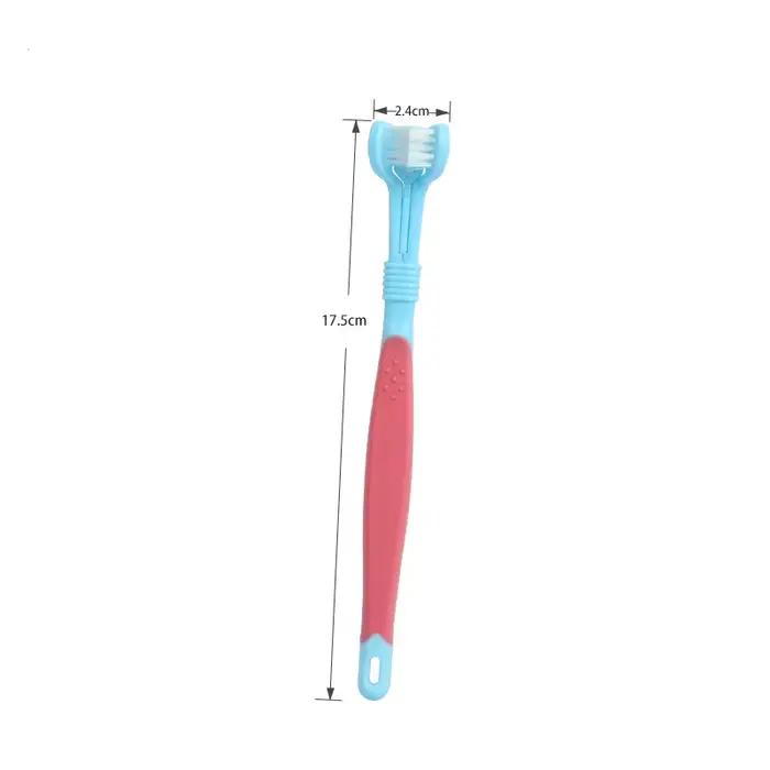 Brosse à dents à trois têtes pour animaux de compagnie, multi-angle, nettoyage, ajout de la mauvaise