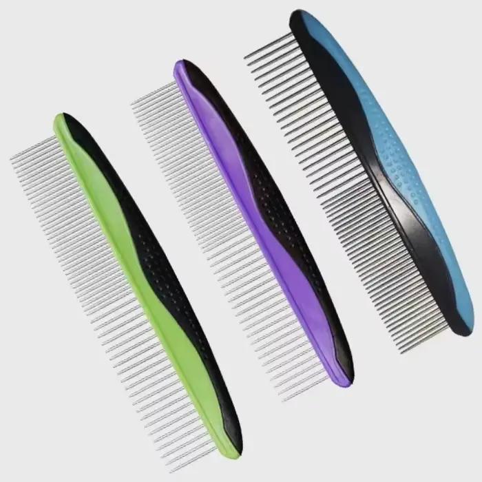 Peigne portable en acier inoxydable pour chien, brosse de toilettage pour animaux de compagnie, ouve