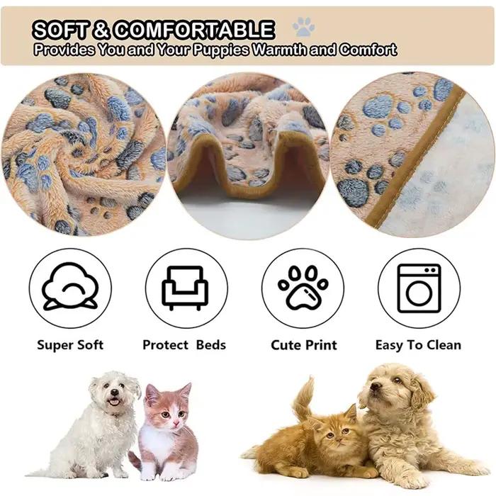 Couverture en Polymères à Motif de Pattes/Éléphant pour Chien et Chat, Lit de Voyage Chaud et Confor