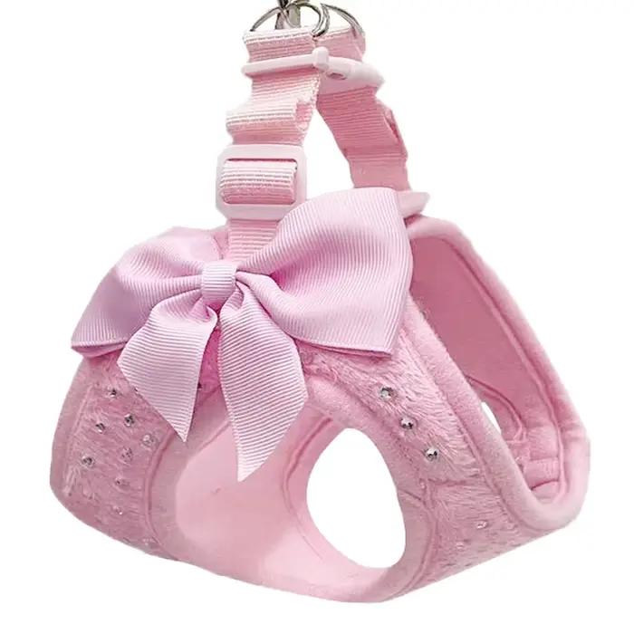 Petit diamant décoration doux respirant chien poitrine harnais gilet harnais pour chiens animaux col