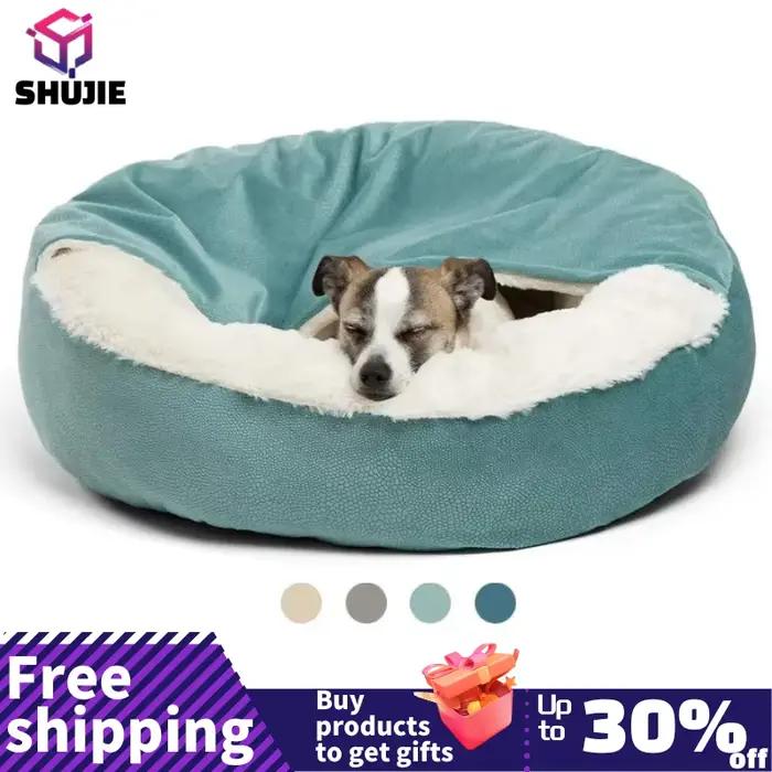 Lit orthopédique pour chien avec couverture à capuche, chaud, imperméable, résistant à la saleté, po