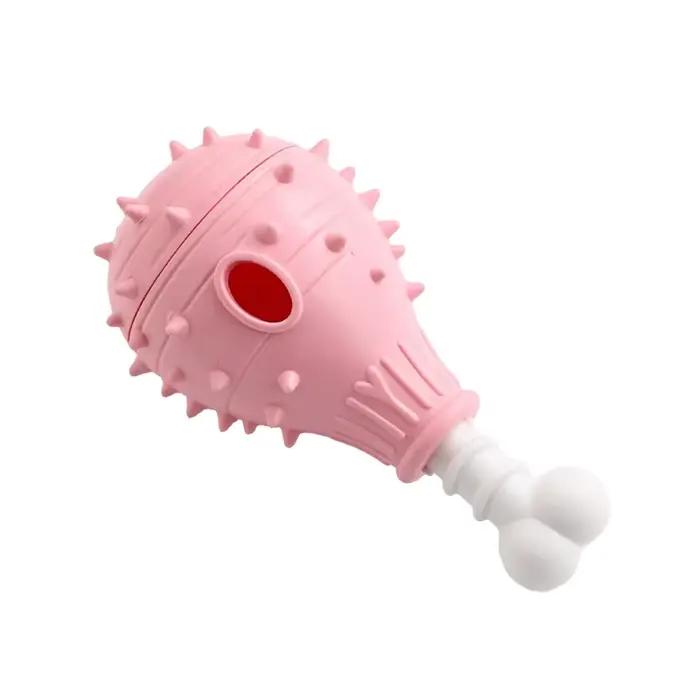 Jouet distributeur de friandises pour chien, jouet à mâcher en TPR en forme de jambe de poulet, joue
