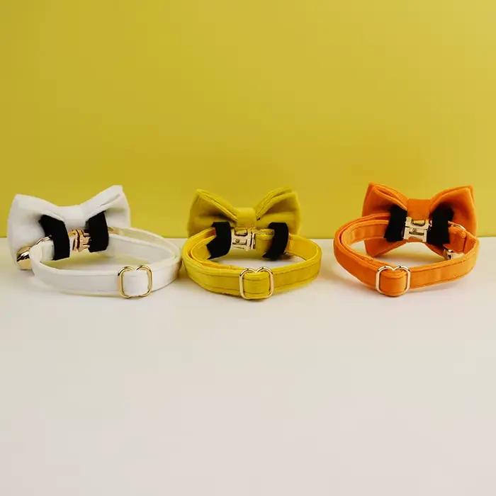 Collier pour chat en velours personnalisé avec étiquette d'identification, collier pour chaton avec 