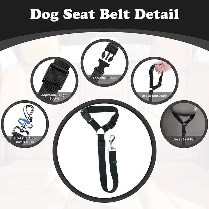 Ceinture de sécurité pour chien et chat, 1 pièce, appui-tête de voiture, corde de sécurité réglable,