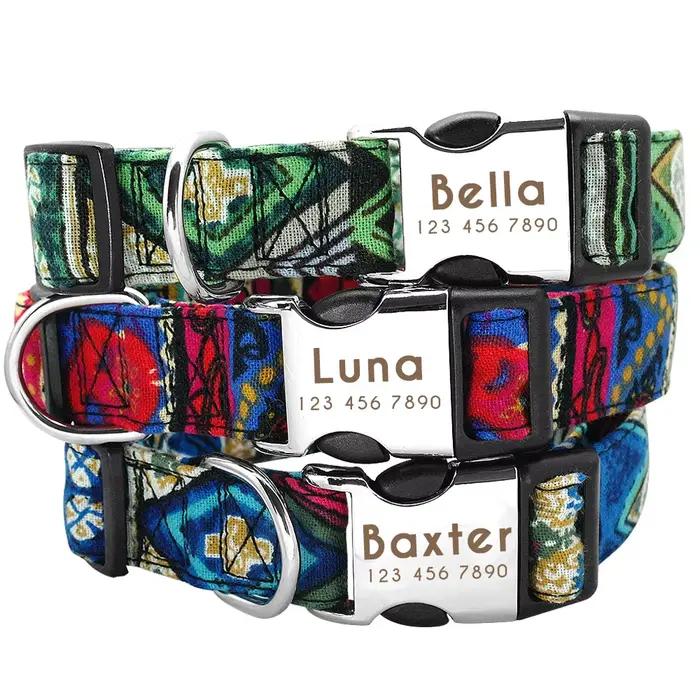 Collier de chien en nylon personnalisé, collier pour animaux de compagnie, étiquette d'identificatio