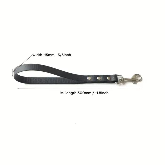 Laisse courte pour chien, poignée de circulation imperméable Biothane de 3/5 pouces de large, laisse