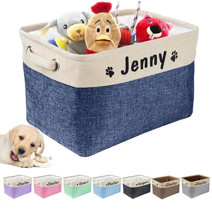 Panier à jouets personnalisé pour chien, boîte de rangement pour animaux de compagnie, impression gr