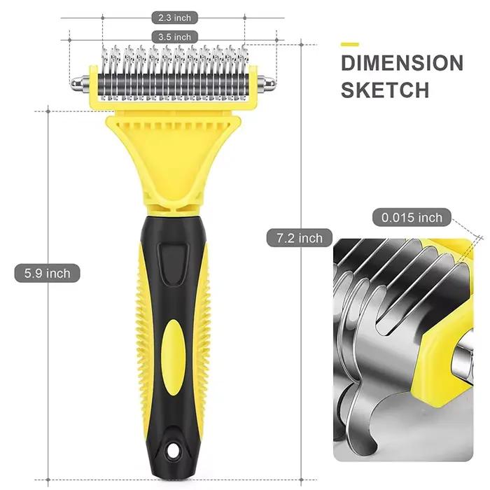 Brosse de toilettage pour animaux de compagnie, en acier inoxydable, double face, perte et démêlage,