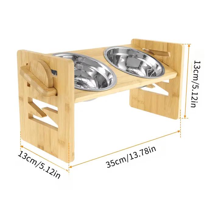 Bols d'alimentation surélevés pour chiens, support surélevé réglable en bois pour animaux de compagn