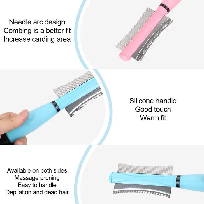 Outil de toilettage Double face pour chat, peigne pour poils d'animaux, brosse de démêlage facile po