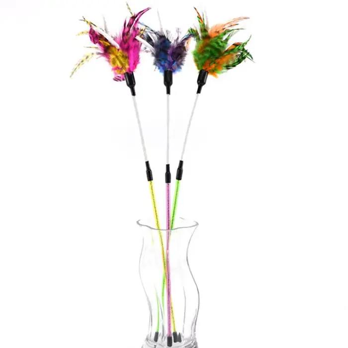 Jouet en Spirale avec Plumes Colorées pour Chat, Bâton Durable pour Animaux de Compagnie, Baguette d