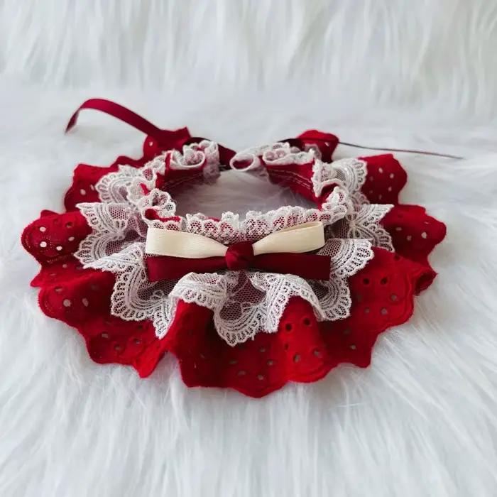 Collier en dentelle réglable pour chat et chien, accessoires pour animaux de compagnie, bandana, fou