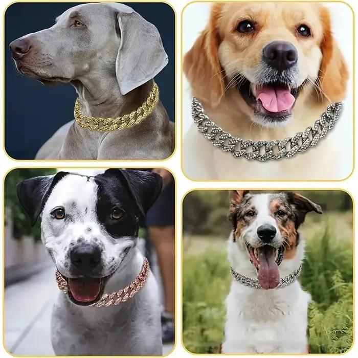 Collier pour animaux de compagnie, nouveau Style, chat, chien, chaînes cubaines entièrement en diama