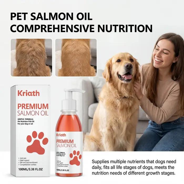 Huile de saumon naturelle pour animaux de compagnie, complément alimentaire liquide pour chiens, vit