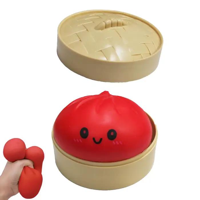 Jouet Squishy Baozi avec boîte de cuisson vapeur, jouet anti-stress à rebond, balle sensorielle pour