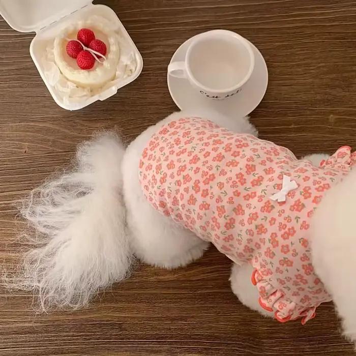 Mode chiot chien vêtements été fleurs fines chiens vêtements pour petits chiens chiens vêtements chi