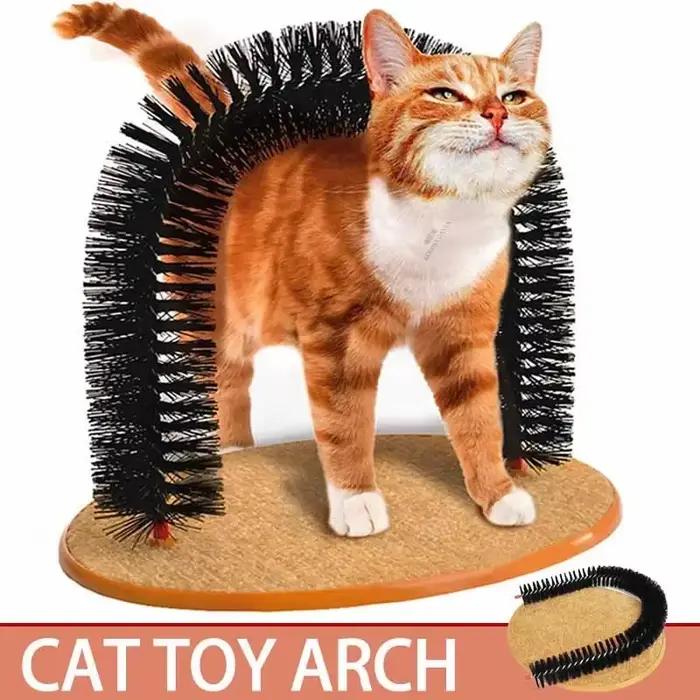 Jouet pour chat arc auto-groome Pamper félin avec un Massage toilettage brosse à friction avec tampo