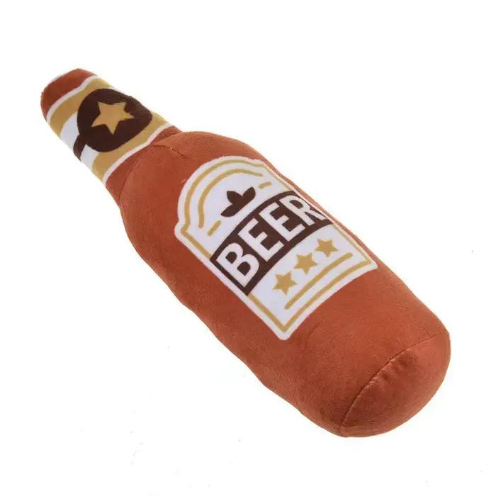 Jouet en peluche pour chien en forme de bouteille de bière pour chiens de petite à grande taille - J