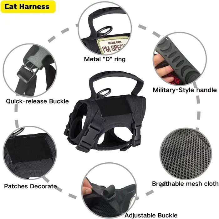Harnais tactique pour chien et chat, laisse pour travailler, gilet réglable pour animaux de compagni