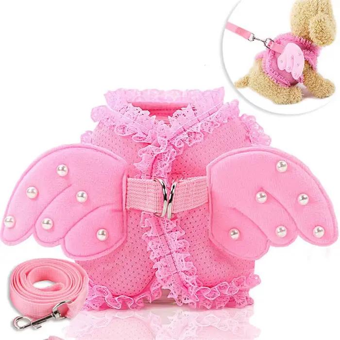 Ensemble de laisses réglables pour petit chien, perle mignonne, aile d'ange, princesse, chat