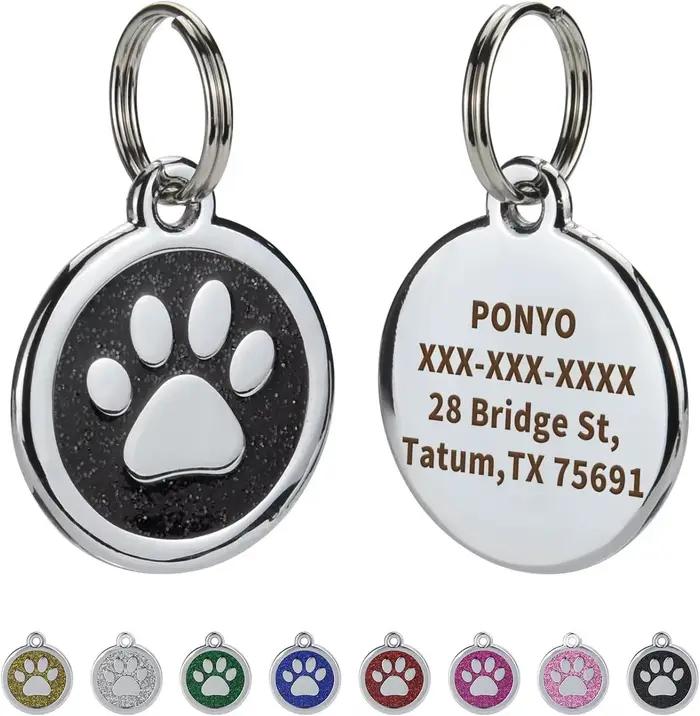 Médaille personnalisée pour collier de chien avec nom gravé, étiquettes d'adresse brodées, accessoir