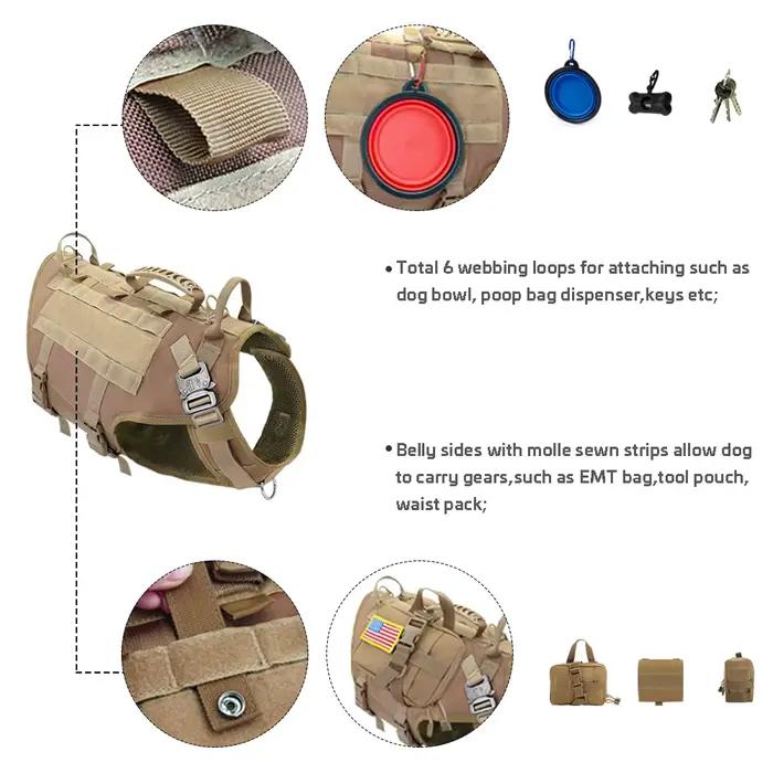 Gilet de harnais pour chiens | En Nylon, tactique militaire pour chiens, harnais pour animaux de com