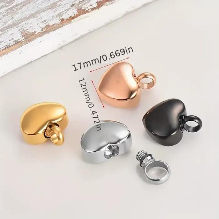 Petit médaillon en forme de cœur en acier inoxydable, breloques en forme de cœur de crémation, colli