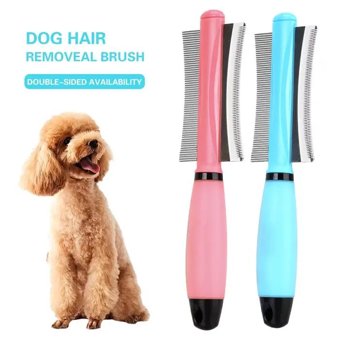 Outil de toilettage Double face pour chat, peigne pour poils d'animaux, brosse de démêlage facile po