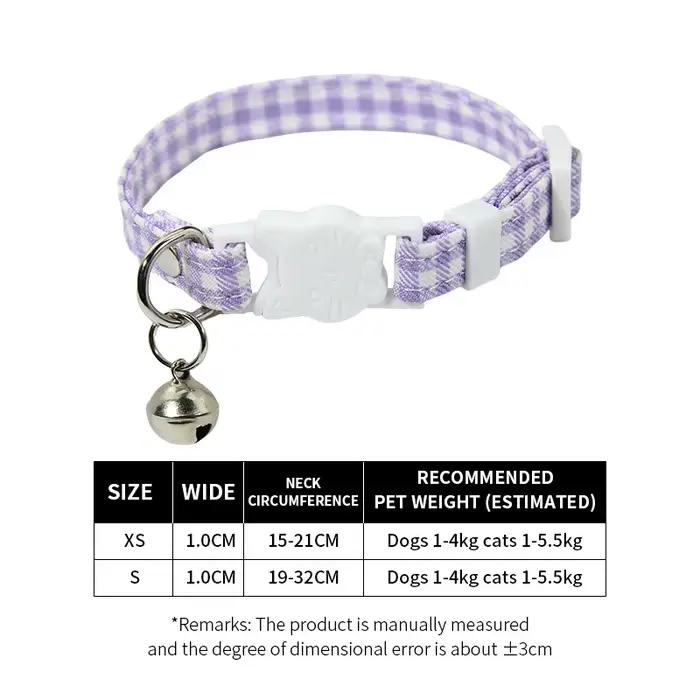 Collier pour chat, collier réglable pour animaux de compagnie avec boucle en grille, petit collier m