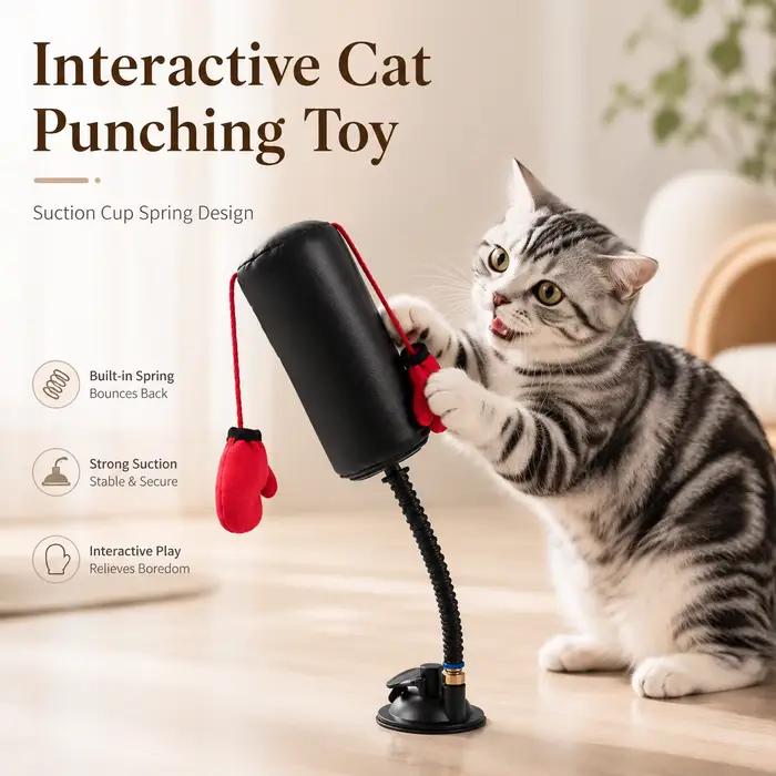 Jouet de boxe pour chat - Jeu de boxe multifonctionnel pour stimuler le chat, pour l'auto-divertisse