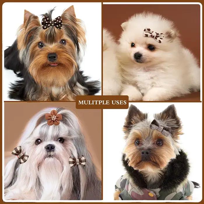 10 pièces nœuds de cheveux de chien bandes de caoutchouc animal de compagnie petit chien chat nœud p