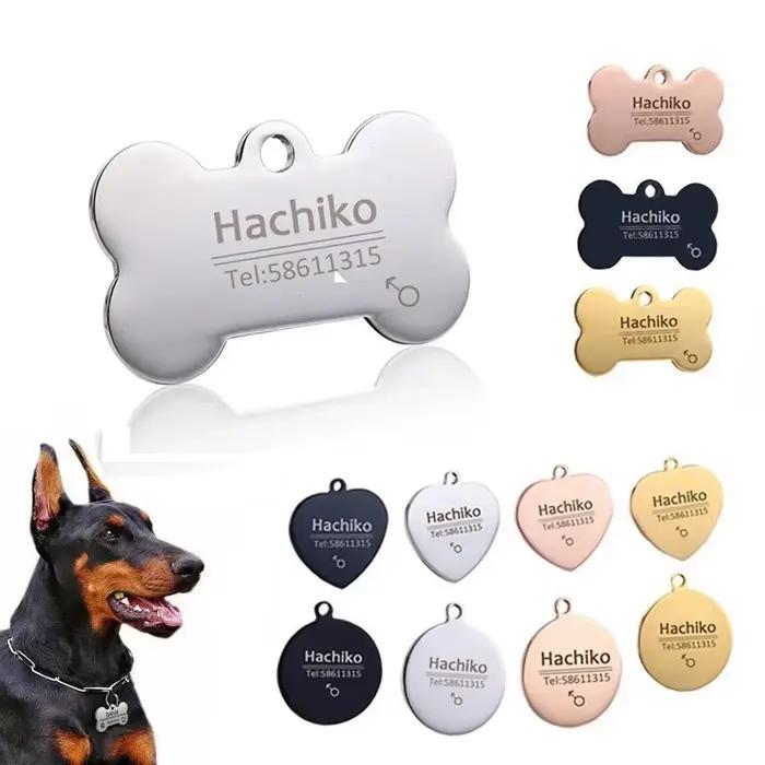 Étiquette d'identification personnalisée gravée pour chien et chat, collier Anti-perte pour chiens, 