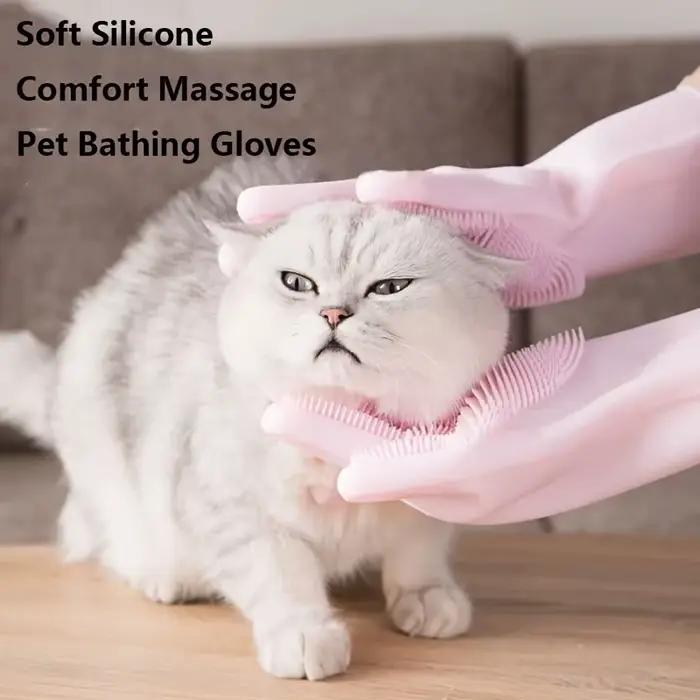 Gants de Toilettage pour Animaux de Compagnie, Shampoing pour Chien et Chat, Éponge Magique en Silic
