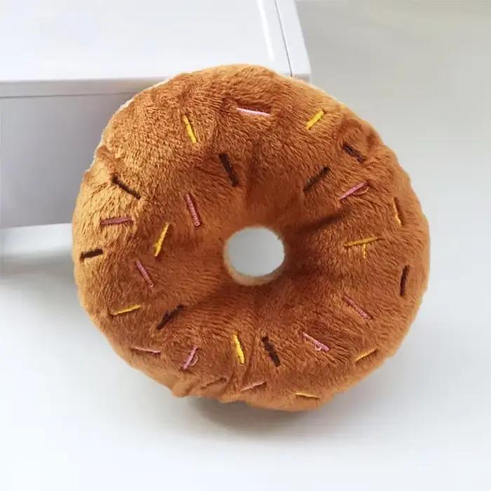 Donuts de chien doux en peluche jouets pour chiens de compagnie jouet à mâcher mignon chiot couineur