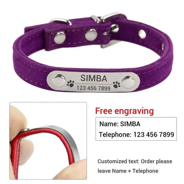 Collier de chat personnalisé en velours doux, collier pour chiot, accessoires pour petits chiens et 
