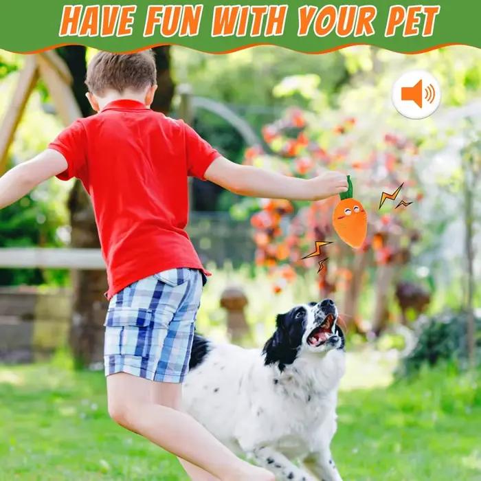 Jouets à mâcher en peluche pour chiens, carotte grinçante, peluche douce, fournitures interactives p