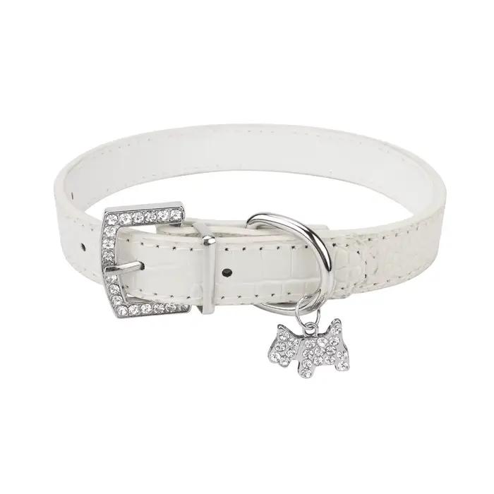 Petit collier de chien durable en cuir PU rembourré colliers pour animaux de compagnie avec pendenti