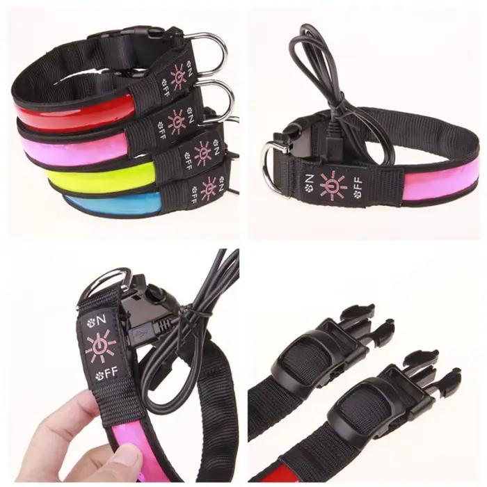 Collier lumineux LED pour chien, réglable, clignotant, rechargeable par USB, collier lumineux pour l