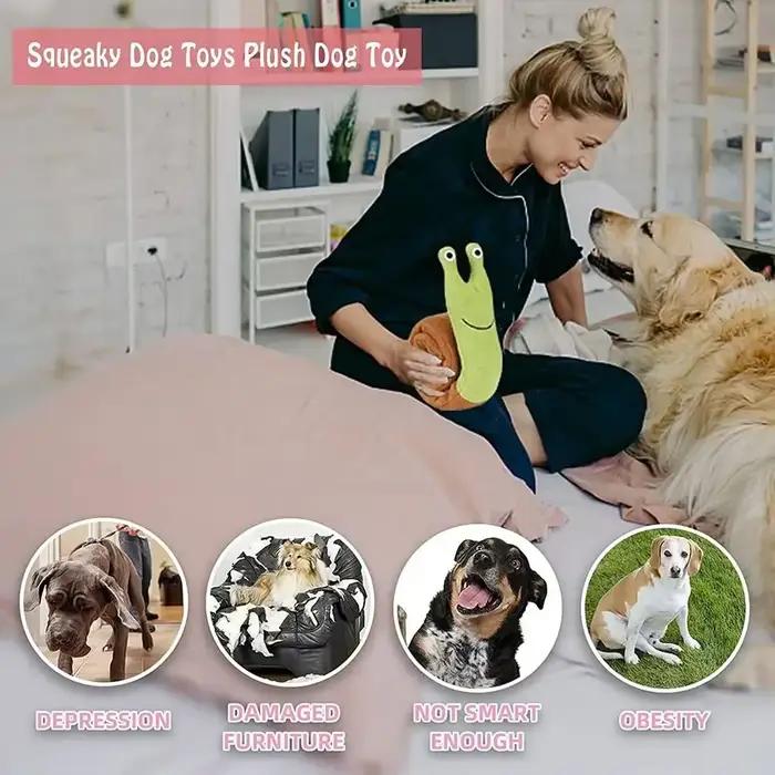 Jouets de grincement pour chiens, jouets d'escargots en peluche pour animaux de compagnie, nourritur