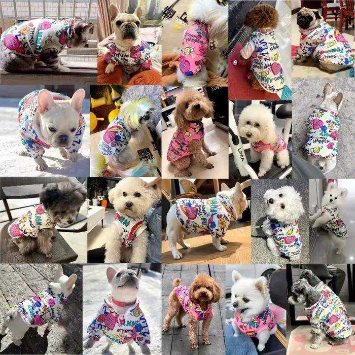 Mode imprimé chien doudoune mignon doux chien vêtements hiver chat veste manteau chaud chiot Costume