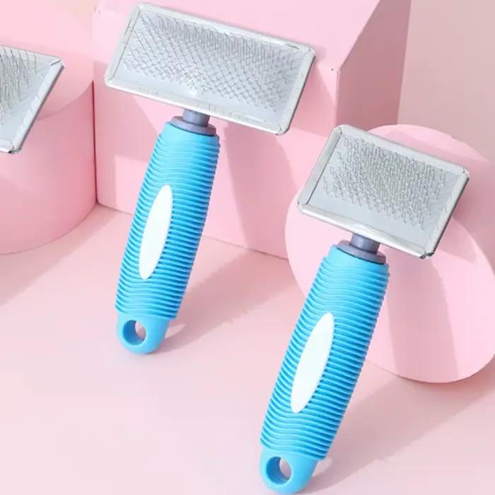 Brosse de Énergie en Silicone pour Chat et Chien, Peigne en Acier Inoxydable avec Poignée Confortabl