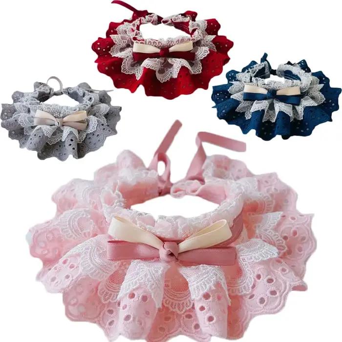 Collier en dentelle réglable pour chat et chien, accessoires pour animaux de compagnie, bandana, fou