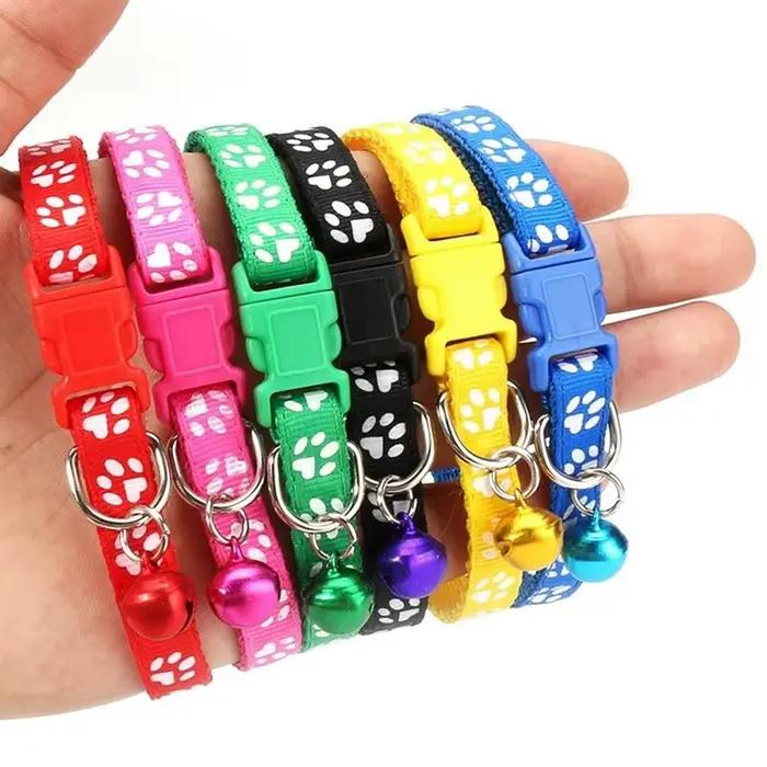 Collier de chat mignon avec cloche, 12 pièces, collier de sécurité réglable pour chaton, noir, bleu,