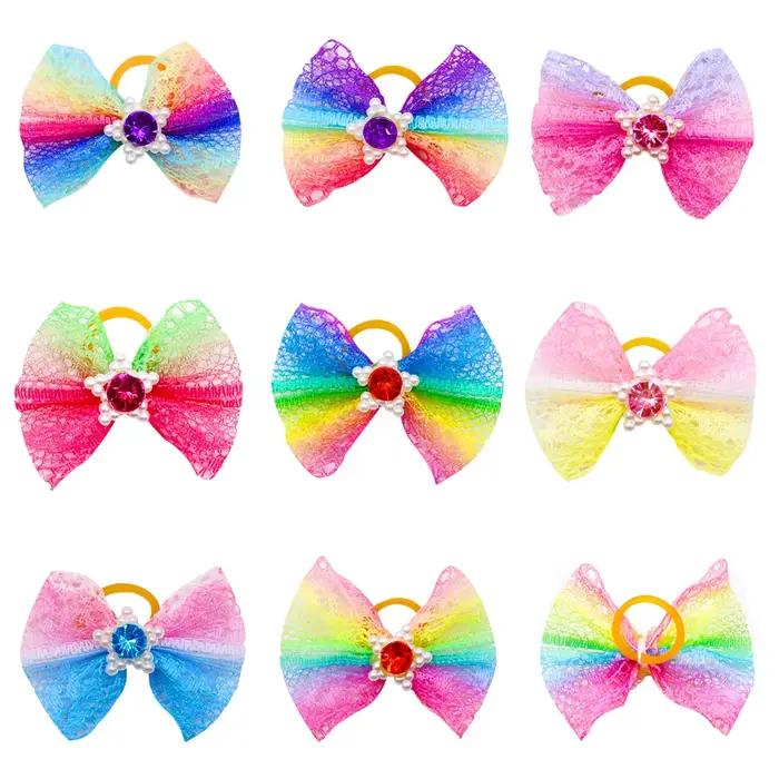 Nœuds colorés pour petits chiens, 10/20 pièces, nœuds pour cheveux de chiot, décoration de petits ch