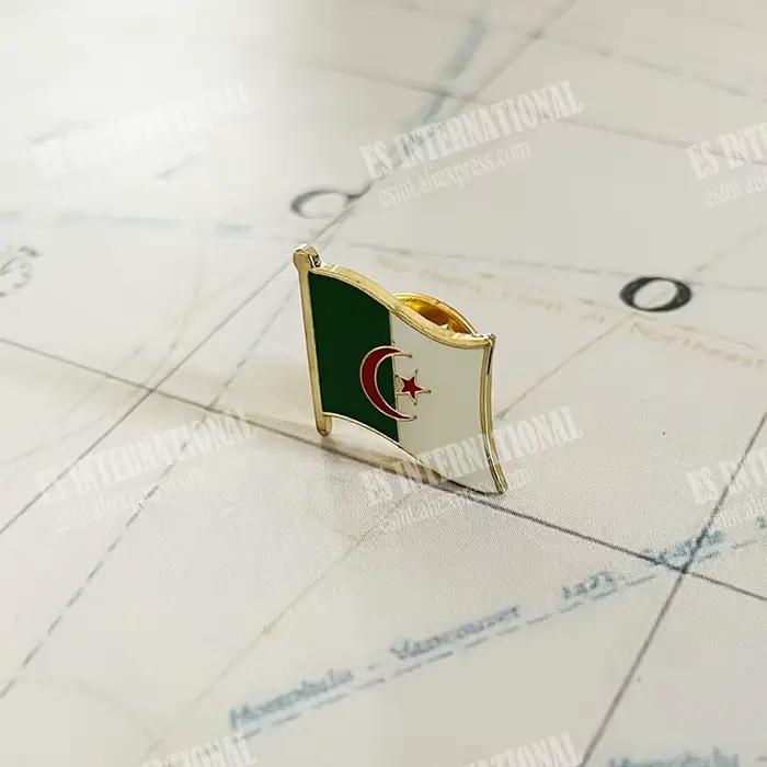 Algérie drapeau National cristal époxy métal émail Badge broche Collection Souvenir cadeaux épinglet