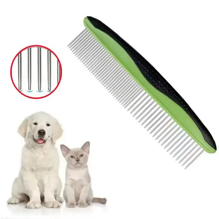 Peigne portable en acier inoxydable pour chien, brosse de toilettage pour animaux de compagnie, ouve