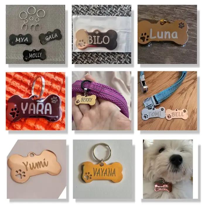 Porte-clés personnalisé avec étiquette d'identification pour animaux de compagnie, gravé gratuitemen