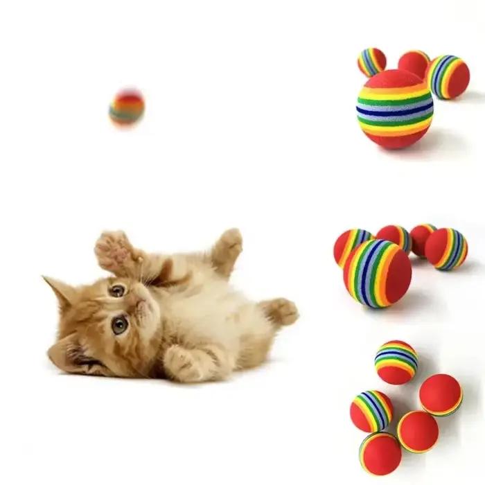 Jouet de dentition coule ChFukToy pour animaux de compagnie, boule à rayures arc-en-ciel, jouets mol